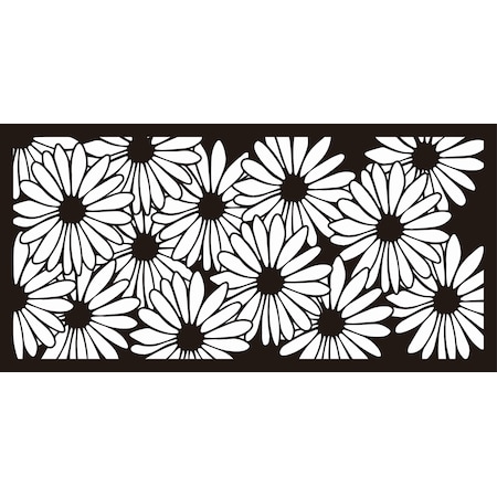 LaserCut Metal Privacy Fence, SunFlower, Black, 24 X 48/pc